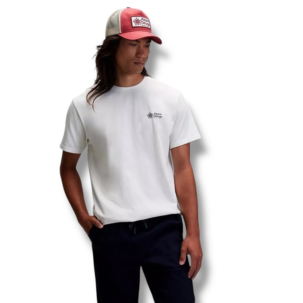 NWT Alpine Design Men's Short Sleeve Graphic T-Shirt Size Medium M in White Marb